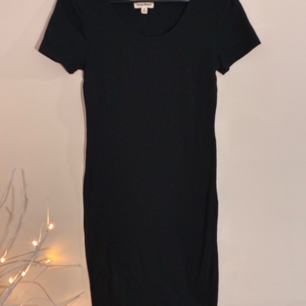 Zenana Premium Black Bodycon Midi Dress Short Sleeve S
